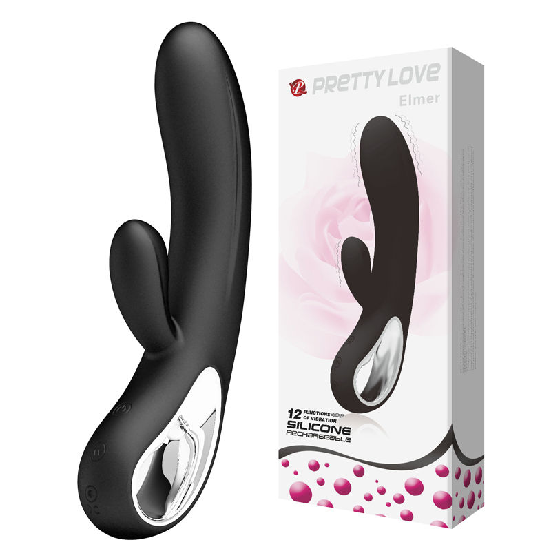 Pretty Love Elmer crni silikonski vibrator sa dodatkom za klitoris  BI 14413-1